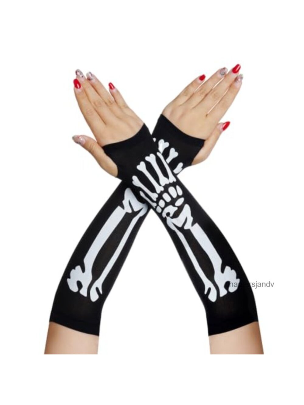 Skeleton Fingerless Gloves Arm Warmers Skull Hand Costume Accessories